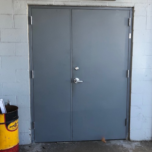 New metal door installed