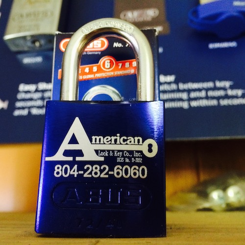 a blue padlock
